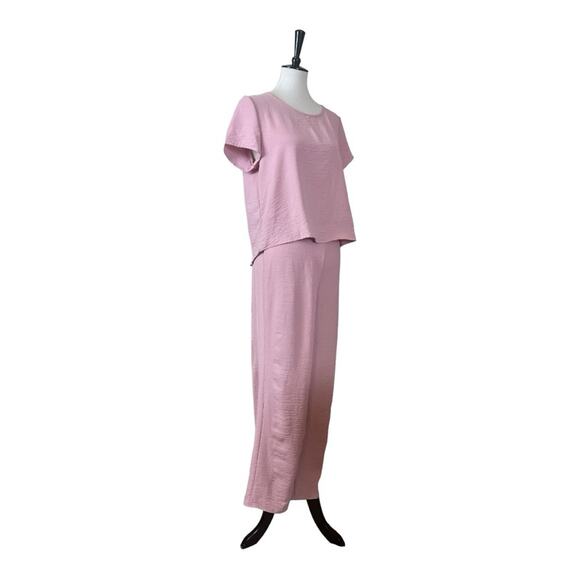 Saints New 2 Piece Set Wide Leg Pant Short Sleeve Top Blush Pink Women’s Size XL - Picture 2 of 15